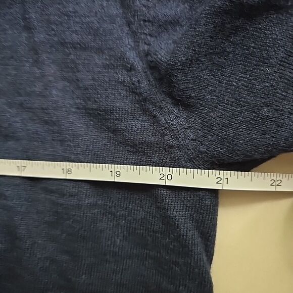 Turnbury Extra Fine Merino Wool Sweater Large Navy Blue Men's V-neck Read - Picture 7 of 8